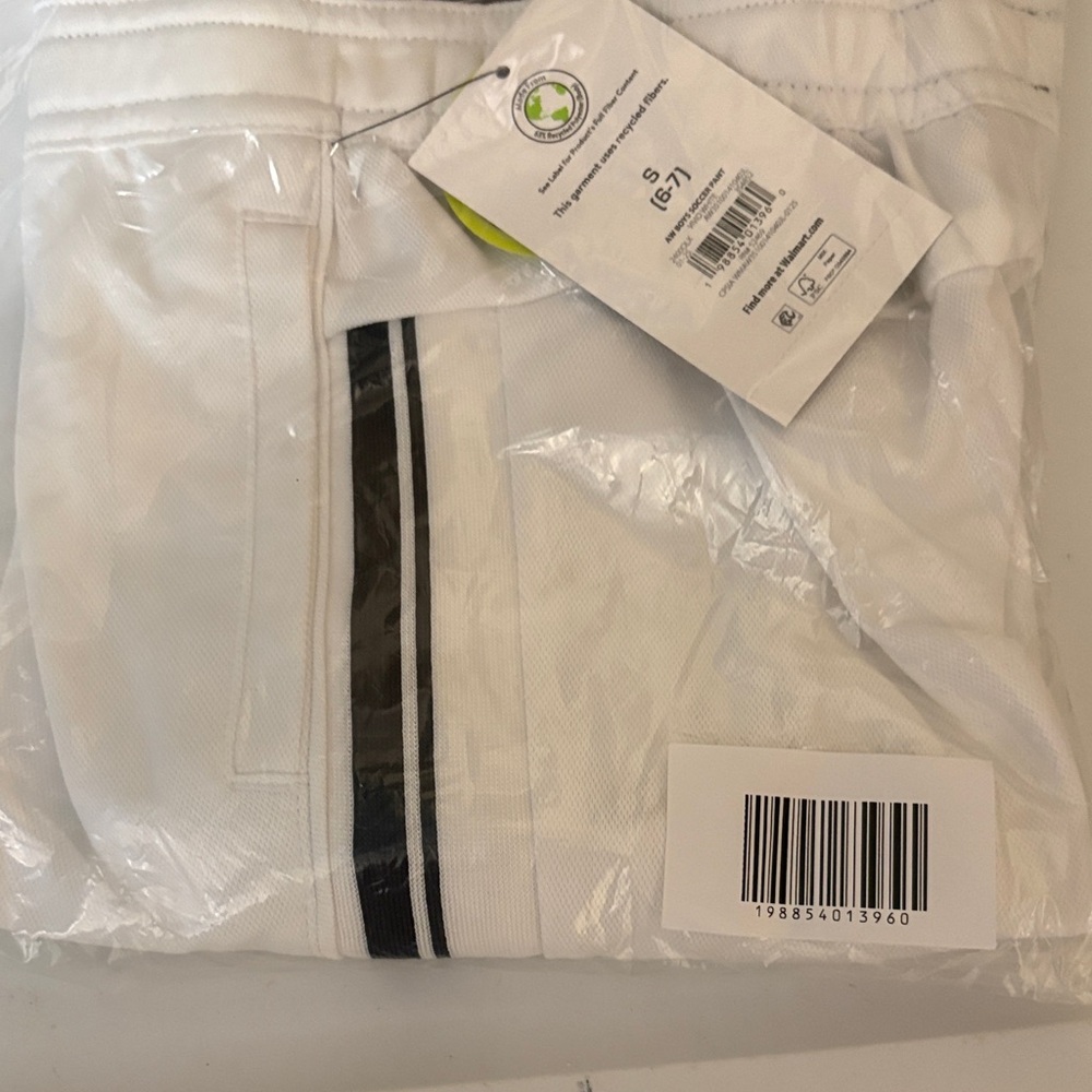 Athletic Works White Sweatpants with Black Stripe